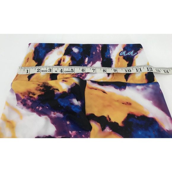 Agstract Apparel Cropped Leggings Size Small Purple Yellow Tie Dye Stretch USA - Picture 9 of 10